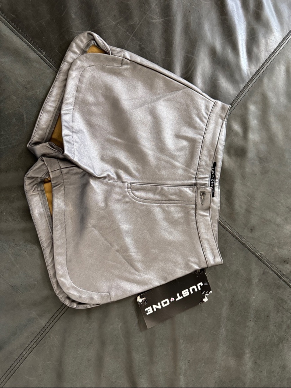 Just One Silver Metallic Shorts
